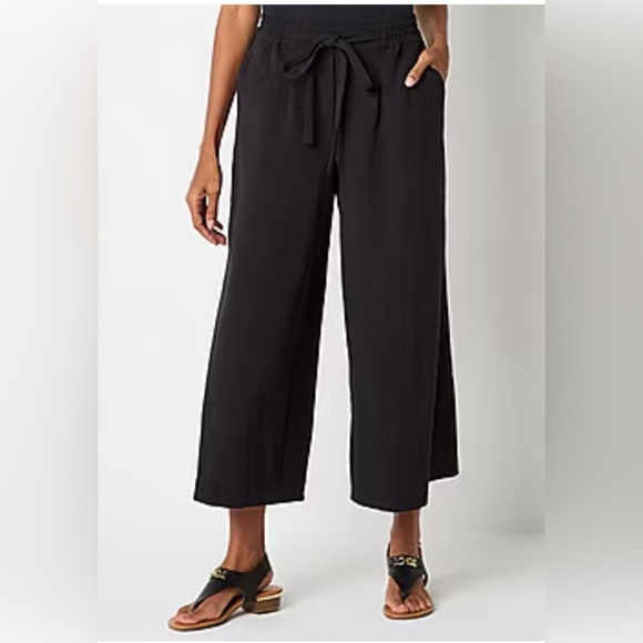 Liz Claiborne Womens Mid Rise Wide Leg Pull-On Pants - Picture 1 of 7